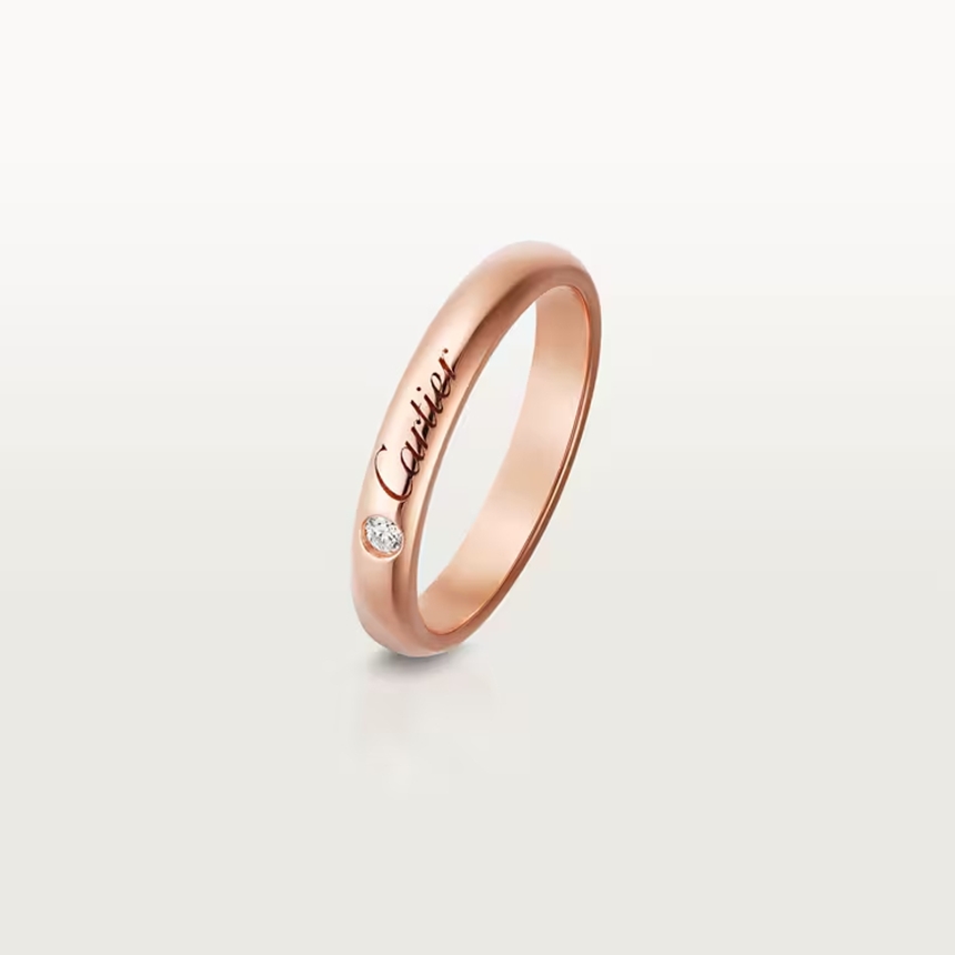 까르띠에 C 드 까르띠에 웨딩 링 반지 3mm 다이아몬드 1개 핑크 골드 B4232300
