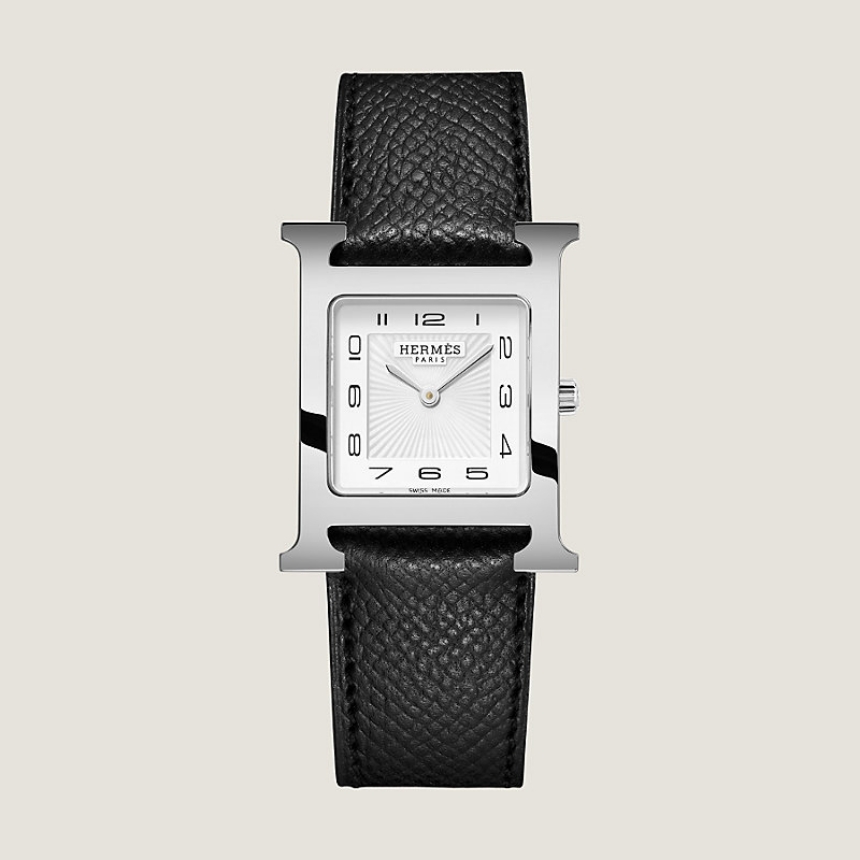 에르메스 H 시계 미디엄 30mm 스틸 앱송 블랙 W052396WW00