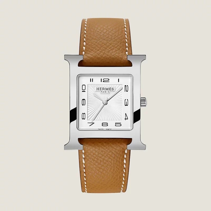 에르메스 H 시계 라지 34mm 스틸 앱송 골드브라운 W036831WW00