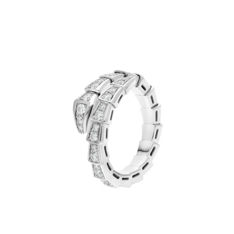 불가리 세르펜티 바이퍼 1-코일 링 반지 화이트골드 다이아몬드 354707