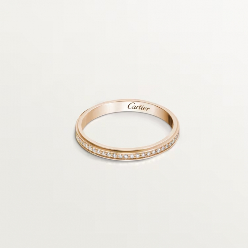 까르띠에 다무르 웨딩 링 반지 2.3mm 다이아몬드 파베 핑크 골드 B4093500