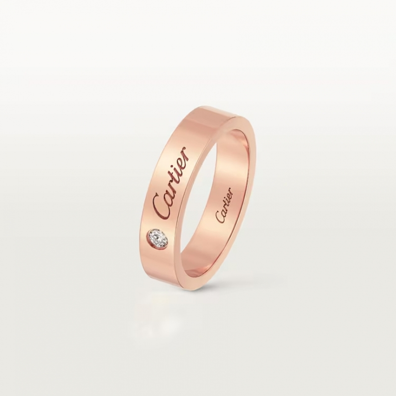 까르띠에 C 드 까르띠에 웨딩 링 반지 4mm 다이아몬드 1개 핑크 골드 B4210700