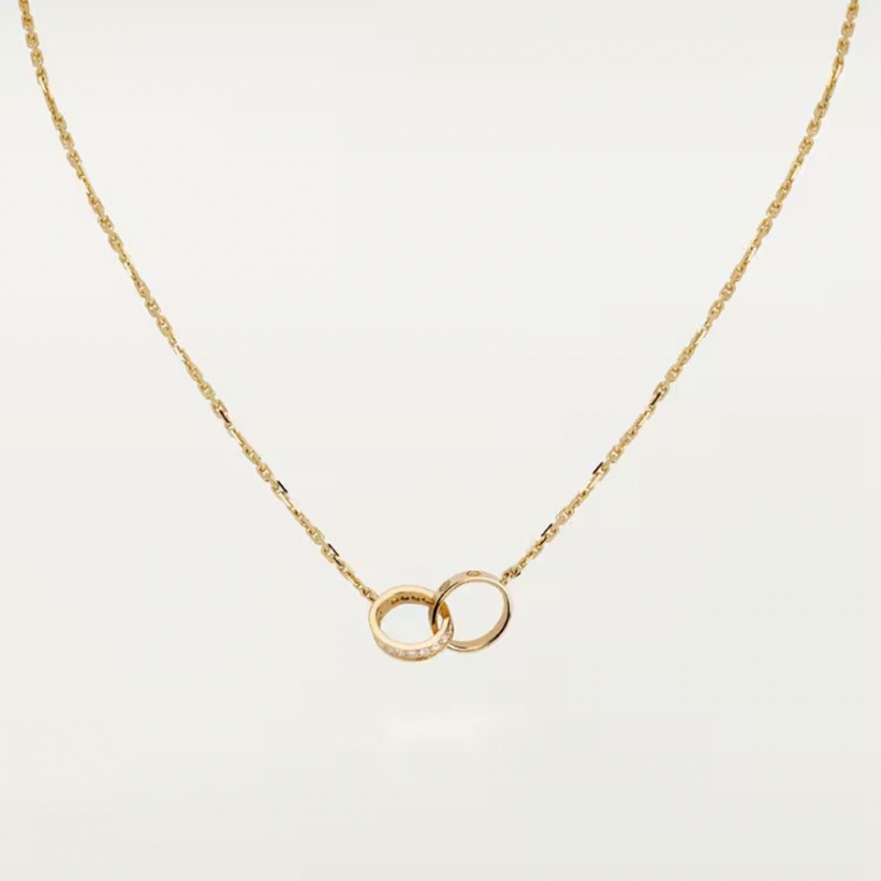 까르띠에 LOVE 러브 펜던트 목걸이 다이아몬드 세미 파베 옐로우 골드 B7013800