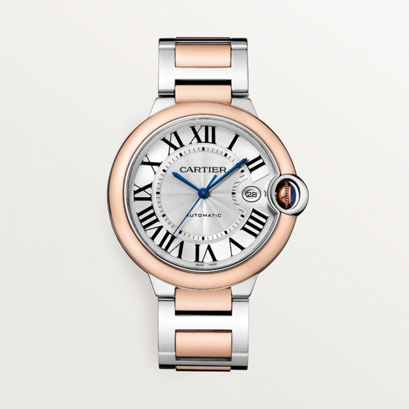 까르띠에 발롱 블루 드 까르띠에 워치 42mm 오토매틱 스틸 핑크 골드 W2BB0034