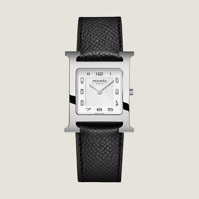 에르메스 H 시계 미디엄 30mm 스틸 앱송 블랙 W052396WW00