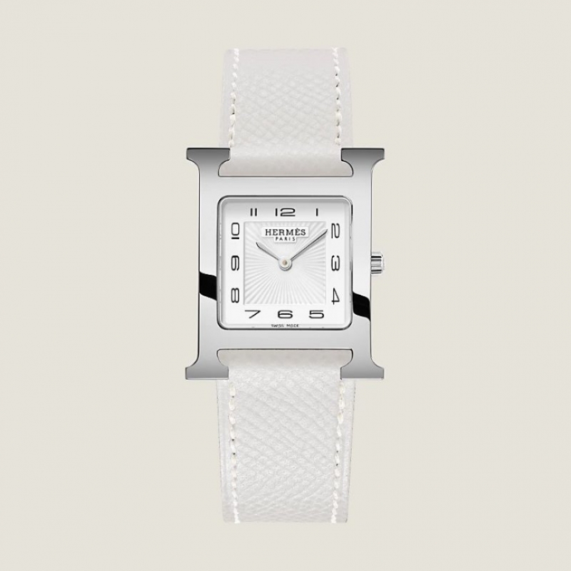 에르메스 H 시계 미디엄 30mm 스틸 앱송 화이트 W052398WW00