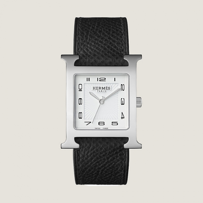 에르메스 H 시계 라지 34mm 스틸 앱송 블랙 W036832WW00
