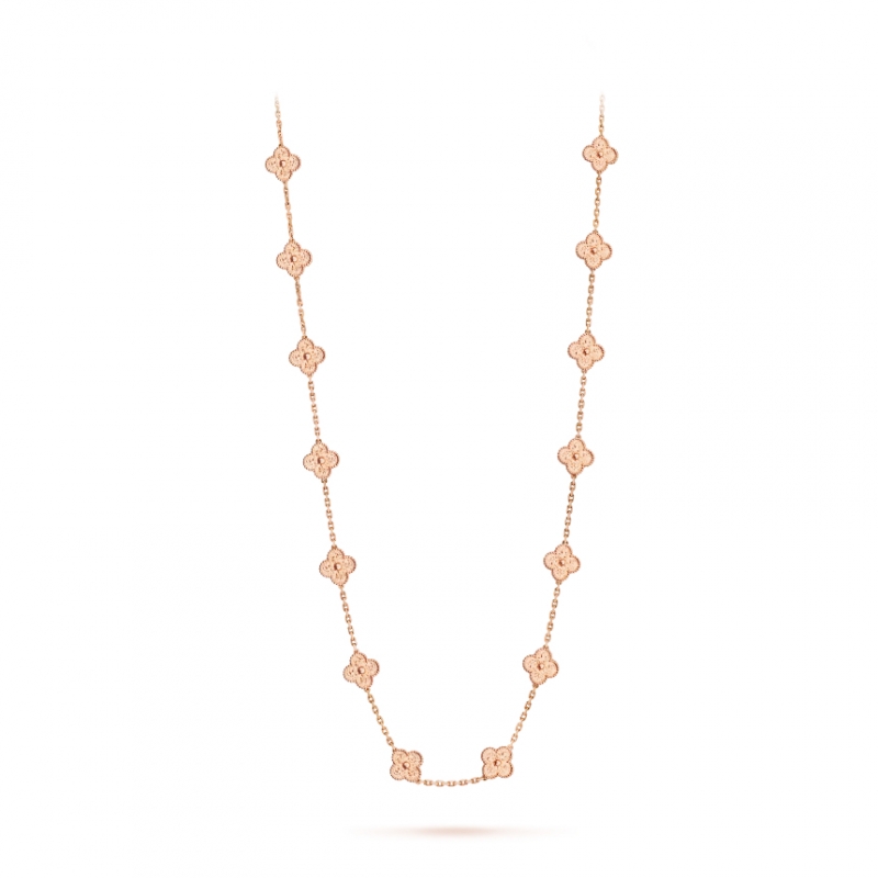 반클리프 아펠 빈티지 알함브라 롱 네크리스 20모티브 스몰 목걸이 로즈골드 VCARN9T000